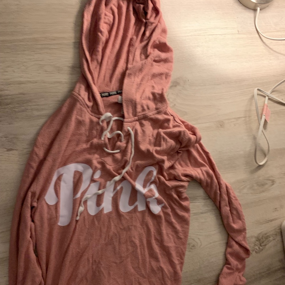 Pink hoodie lace up